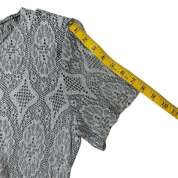 Shair Aide of CA Vintage Metallic Gold Black Lace Crop Top Fringe Hem Size 12 - Picture 10 of 15